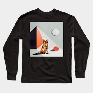 Geometric Wolf: Fusion of Nature and Minimalist Art Long Sleeve T-Shirt